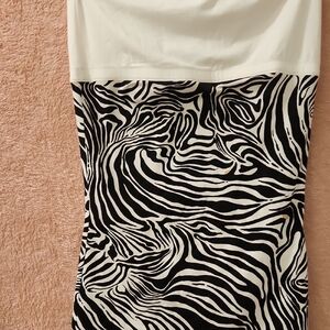 Black & White Zebra Print Strapless Dress